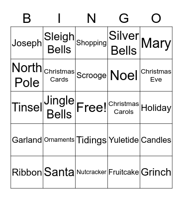 CHRISTMAS Bingo Card