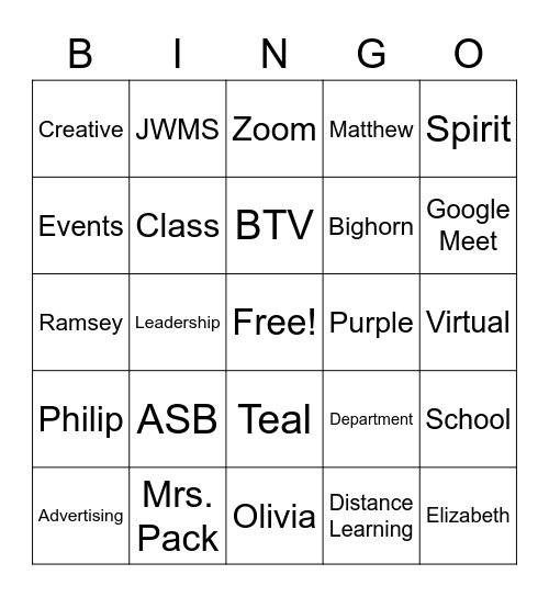 ASB Bingo Card