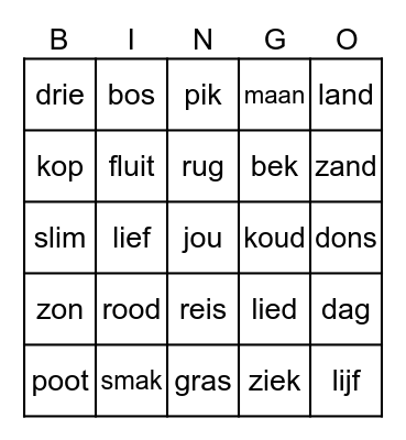 ik maak jou gelukkig Bingo Card