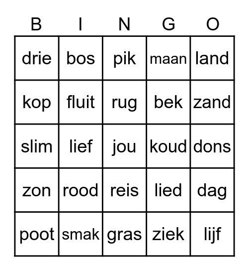 ik maak jou gelukkig Bingo Card