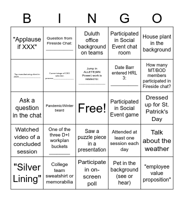 MT Visit Bingo Card