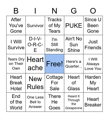 Break Up Bingo Card