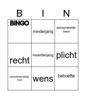 Kinderrechten Bingo Card