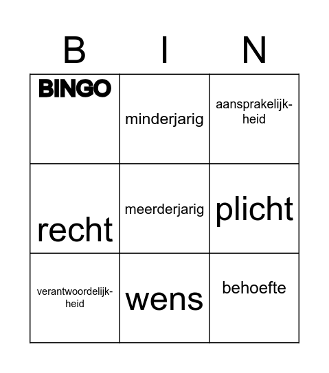 Kinderrechten Bingo Card
