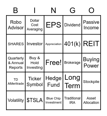 I Am Black & I Invest Bingo Card
