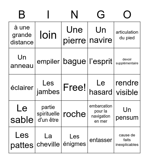 Chapitre XVII Bingo Card