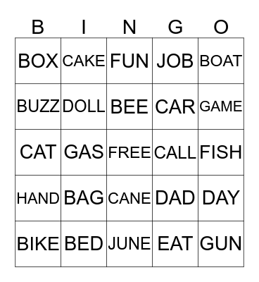 PHONICS BINGO Card