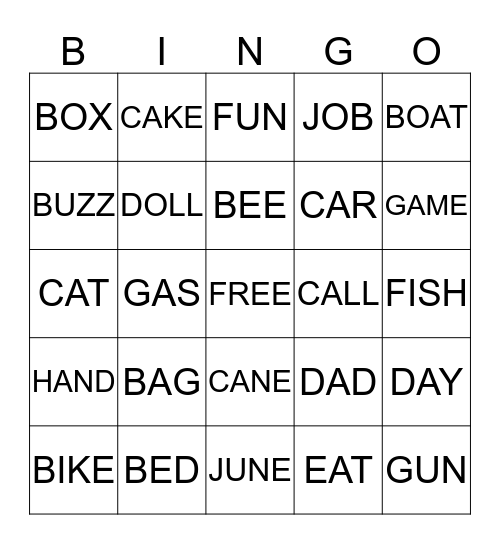 PHONICS BINGO Card