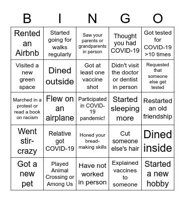 Tarvin Lab Pandemic Bingo Card