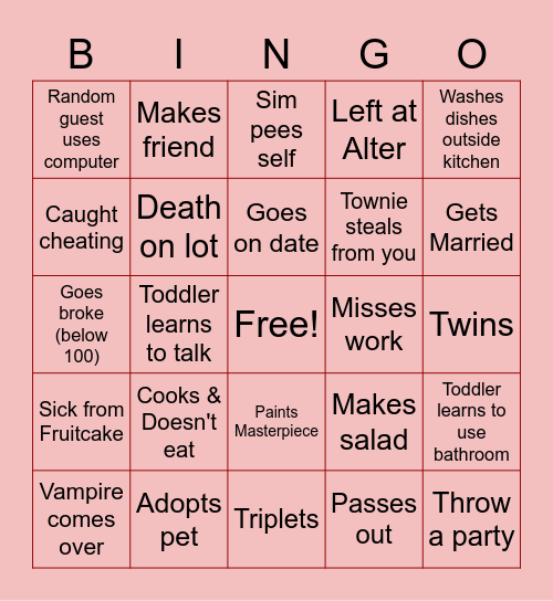 Not So Berry Bingo Card