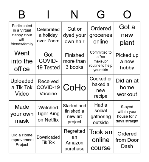CoHo Bingo Card