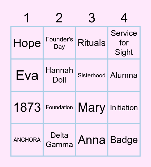 Delta Gamma Bingo! Bingo Card