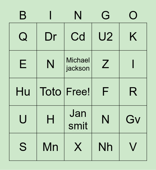 Muziekbingo! Bingo Card