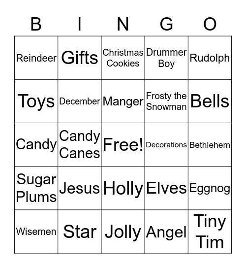 CHRISTMAS Bingo Card