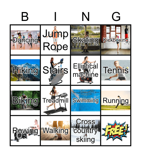 Aerobic Exercises Bingo Card