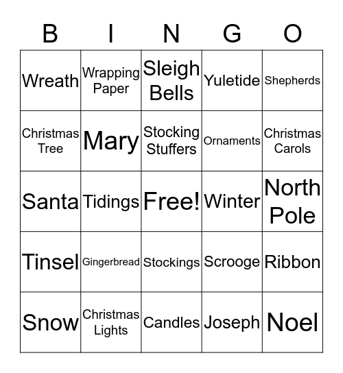 CHRISTMAS Bingo Card