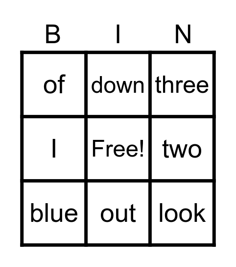 Tricky Words Bingo Card