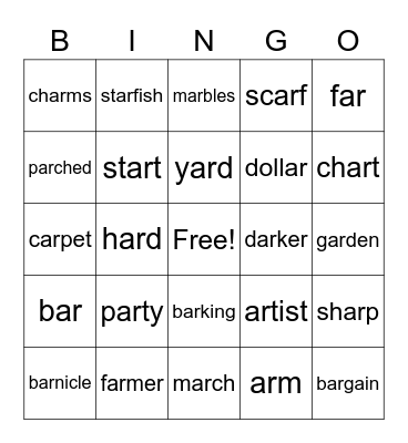 AR Bingo Card