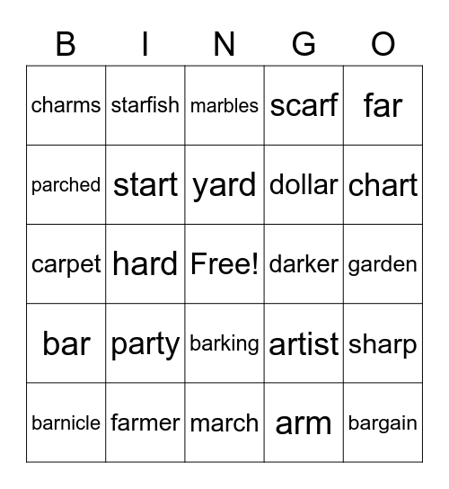 AR Bingo Card