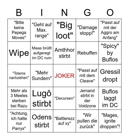 Naxx BINGO Card