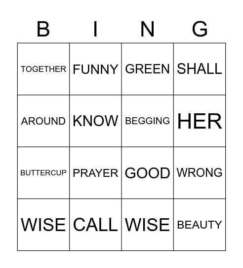 Untitled Bingo Card