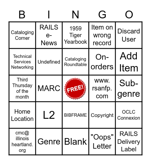 RSA Day 2021: Cataloging Bingo #1 Bingo Card
