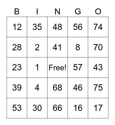 NeuroRestorative Bingo Card