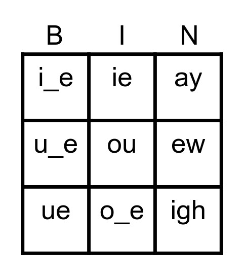 Phonics Phase 1 Bingo Card