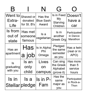 APO Bingo! Bingo Card
