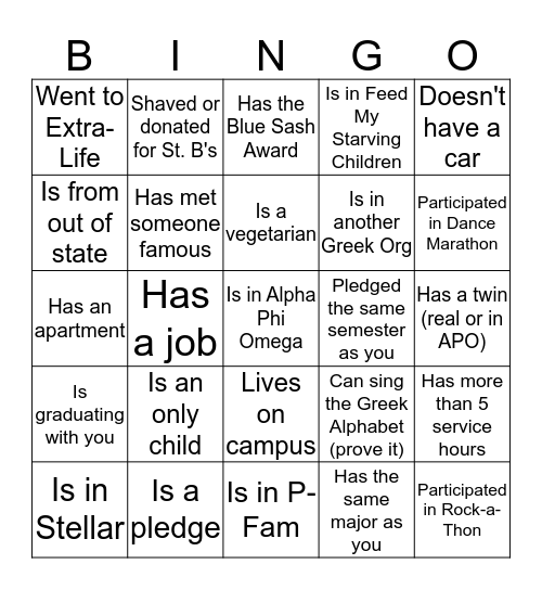 APO Bingo! Bingo Card