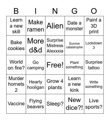 Spider-Dan’s 2021 Bingo Card
