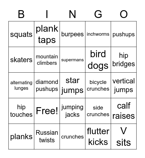 XC Bingo Card