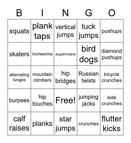 XC Bingo Card