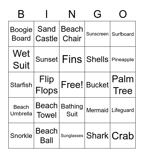 Zion Beach Bingo Card