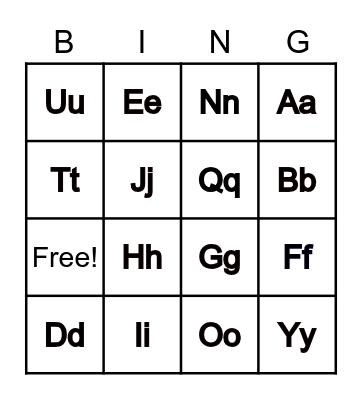 Group 1 - Letter Sounds Bingo Card