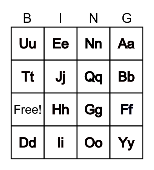 Group 1 - Letter Sounds Bingo Card