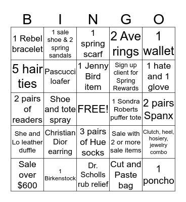 Lori's Bingo Card