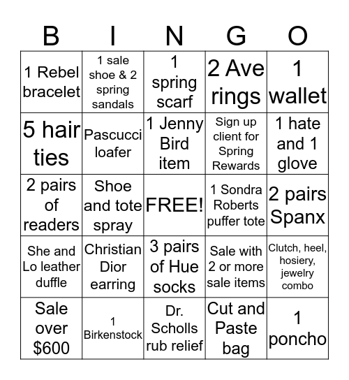 Lori's Bingo Card