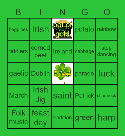 St. Patrick's Day BINGO Card