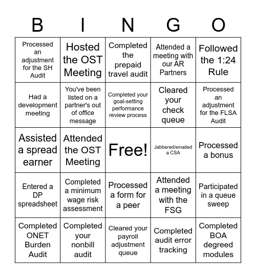 OST BINGO Card