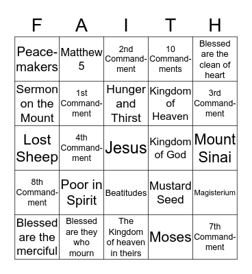 Jesus is Our Teacher Bingo Card