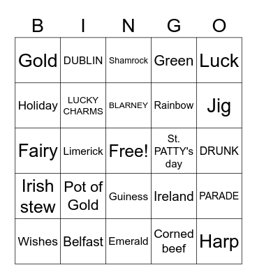 CURLING ST.PATTYS BINGO Card