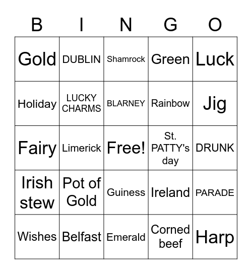 CURLING ST.PATTYS BINGO Card