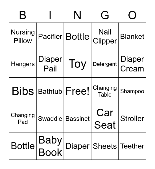 Kleinfeld Baby Shower Bingo Card