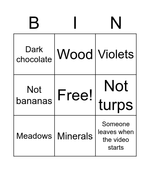 wine guy Bingo Card