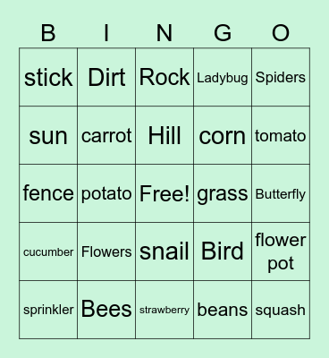 Growing Garden Bingo Card