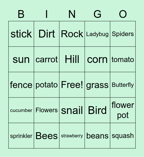 Growing Garden Bingo Card