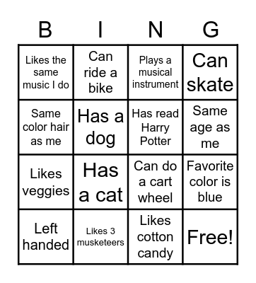 GTKY Bingo Card