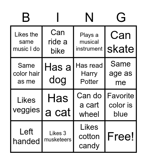 GTKY Bingo Card