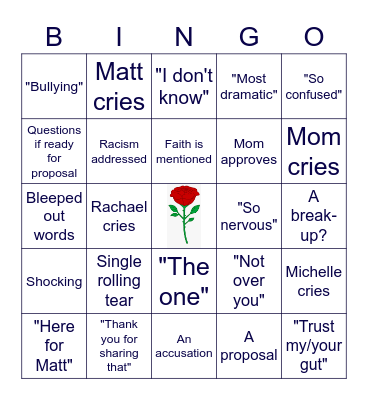 THE BACHELOR FINALE, BETCHES Bingo Card